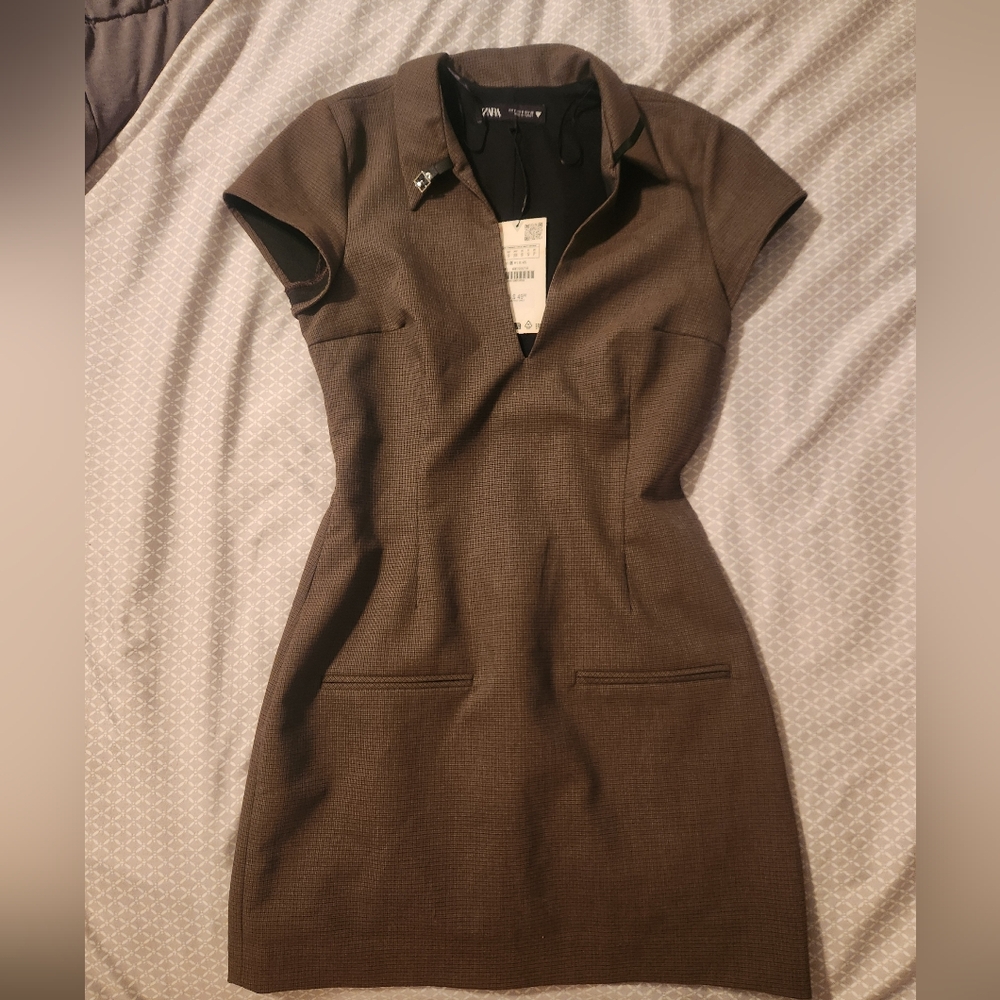 Zara Brown Mini Corprate Dress